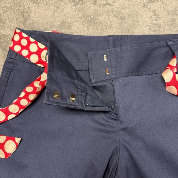 NWT Copper Key Navy Cotton Capri Pants w/ Red Cream Polka Dot Sash - Size 7 - Picture 4 of 15